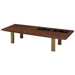 Vladimir Kagan Vladimir Kagan Coffee Table In Oak with Ceramic Tiles 1950s Signed  - 1902429