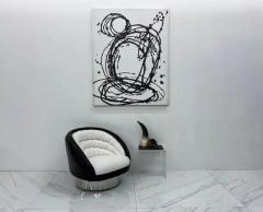 Vladimir Kagan Vladimir Kagan Crescent Lounge Chair in Ivory Boucle and Black Leather 1970s - 3175988