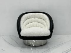 Vladimir Kagan Vladimir Kagan Crescent Lounge Chair in Ivory Boucle and Black Leather 1970s - 3176062