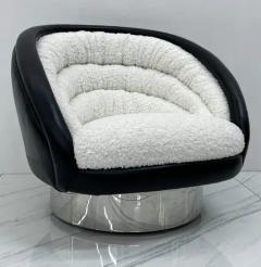 Vladimir Kagan Vladimir Kagan Crescent Lounge Chair in Ivory Boucle and Black Leather 1970s - 3176133
