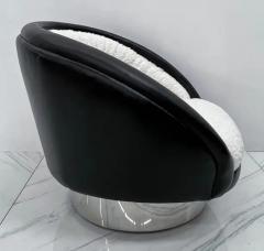 Vladimir Kagan Vladimir Kagan Crescent Lounge Chair in Ivory Boucle and Black Leather 1970s - 3176283