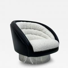 Vladimir Kagan Vladimir Kagan Crescent Lounge Chair in Ivory Boucle and Black Leather 1970s - 3178822