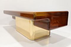 Vladimir Kagan Vladimir Kagan Design Desk in Burl and Mahogany with Brass Finish Base - 3430985