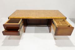 Vladimir Kagan Vladimir Kagan Design Desk in Burl and Mahogany with Brass Finish Base - 3430992