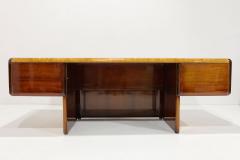 Vladimir Kagan Vladimir Kagan Design Desk in Burl and Mahogany with Brass Finish Base - 3430993