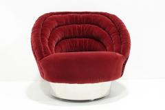 Vladimir Kagan Vladimir Kagan Ellipse Lounge Chair in Red Velvet - 4524061
