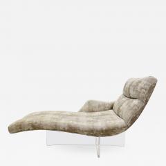 Vladimir Kagan Vladimir Kagan Erica Chaise Lounge on Lucite Base In Greige Fabric - 770550