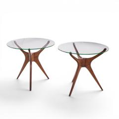 Vladimir Kagan Vladimir Kagan For Dreyfuss Walnut Tri Symmetric Sculptural Side Tables Pair - 4574529