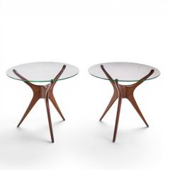 Vladimir Kagan Vladimir Kagan For Dreyfuss Walnut Tri Symmetric Sculptural Side Tables Pair - 4575459