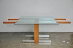 Vladimir Kagan Vladimir Kagan Large Cubist Extension Dining Table in Oak Aluminum and Glass - 453809