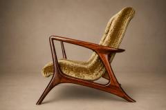 Vladimir Kagan Vladimir Kagan Lounge Chair in Brazilian Rosewood Velvet Brazil - 4594373
