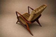Vladimir Kagan Vladimir Kagan Lounge Chair in Brazilian Rosewood Velvet Brazil - 4594376