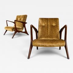 Vladimir Kagan Vladimir Kagan Lounge Chair in Brazilian Rosewood Velvet Brazil - 4595622