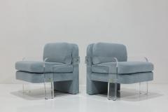 Vladimir Kagan Vladimir Kagan Lucite Leg Lounge Chairs in Holly Hunt Great Plains Alpaca - 3474783
