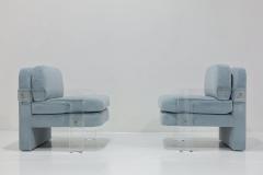 Vladimir Kagan Vladimir Kagan Lucite Leg Lounge Chairs in Holly Hunt Great Plains Alpaca - 3474790