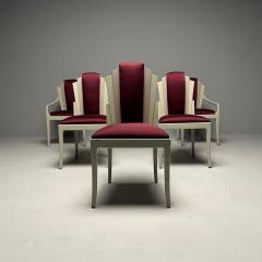 Vladimir Kagan Vladimir Kagan Mid Century Modern Six Eva Dining Chairs Lacquer Maroon Fabric - 3446681
