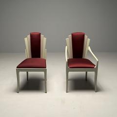 Vladimir Kagan Vladimir Kagan Mid Century Modern Six Eva Dining Chairs Lacquer Maroon Fabric - 3446687
