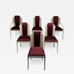 Vladimir Kagan Vladimir Kagan Mid Century Modern Six Eva Dining Chairs Lacquer Maroon Fabric - 3447050