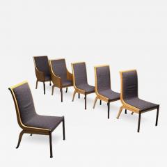 Vladimir Kagan Vladimir Kagan Mid Century Six Dining Chairs Birdseye Maple Brass 1983 - 3447051