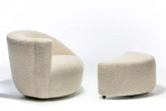 Vladimir Kagan Vladimir Kagan Nautilus Swivel Chair with En Suite Ottoman in Ivory Boucl  - 3627832