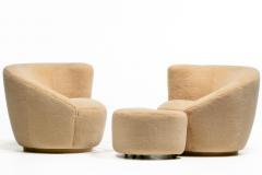 Vladimir Kagan Vladimir Kagan Nautilus Swivel Chairs Ottoman in Butterscotch Shearling - 4333657