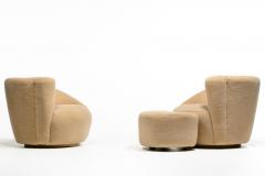 Vladimir Kagan Vladimir Kagan Nautilus Swivel Chairs Ottoman in Butterscotch Shearling - 4333659