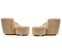 Vladimir Kagan Vladimir Kagan Nautilus Swivel Chairs Ottomans in Butterscotch Shearling - 4333644