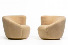Vladimir Kagan Vladimir Kagan Nautilus Swivel Chairs Ottomans in Butterscotch Shearling - 4333646