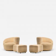 Vladimir Kagan Vladimir Kagan Nautilus Swivel Chairs Ottomans in Butterscotch Shearling - 4334711
