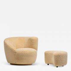 Vladimir Kagan Vladimir Kagan Nautilus Swivel Lounge Chair Ottoman in Butterscotch Shearling - 4334710