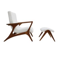 Vladimir Kagan Vladimir Kagan Pair Of Wood And Cotton Armchairs With Footstool EEUU 1965 - 825384