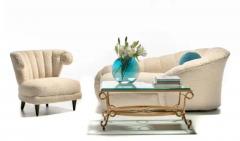Vladimir Kagan Vladimir Kagan Post Modern Clam Chaise Lounge in Soft Ivory White Boucl 1980s - 3219049