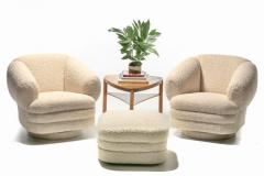 Vladimir Kagan Vladimir Kagan Post Modern Ivory Boucl Swivel Chairs Ottoman for Directional - 2404442