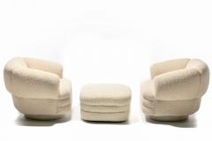 Vladimir Kagan Vladimir Kagan Post Modern Ivory Boucl Swivel Chairs Ottoman for Directional - 2404451