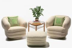 Vladimir Kagan Vladimir Kagan Post Modern Ivory Boucl Swivel Chairs Ottoman for Directional - 2404457