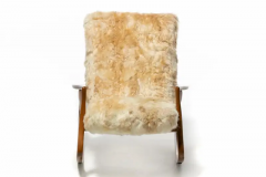 Vladimir Kagan Vladimir Kagan Rocking Chair Upholstered in Champagne Ivory Peruvian Alpaca - 2685986