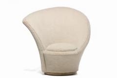 Vladimir Kagan Vladimir Kagan Sculptural High Back Swivel Chairs in Textured Ivory Fabric - 3464893