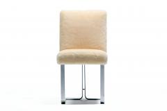 Vladimir Kagan Vladimir Kagan Set of 6 Brushed Aluminum Dining Chairs in New Beige Shearling - 4522799