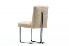 Vladimir Kagan Vladimir Kagan Set of 6 Brushed Aluminum Dining Chairs in New Beige Shearling - 4522801
