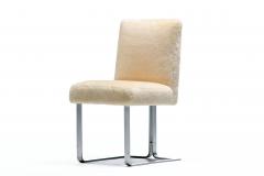 Vladimir Kagan Vladimir Kagan Set of 6 Brushed Aluminum Dining Chairs in New Beige Shearling - 4522803