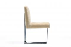 Vladimir Kagan Vladimir Kagan Set of 6 Brushed Aluminum Dining Chairs in New Beige Shearling - 4522805