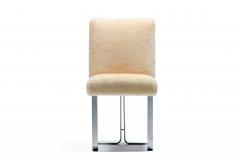 Vladimir Kagan Vladimir Kagan Set of 6 Brushed Aluminum Dining Chairs in New Beige Shearling - 4522809