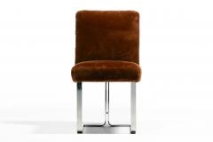 Vladimir Kagan Vladimir Kagan Set of 8 Chrome Dining Chairs in New Milk Chocolate Shearling - 4349506