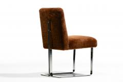 Vladimir Kagan Vladimir Kagan Set of 8 Chrome Dining Chairs in New Milk Chocolate Shearling - 4349511