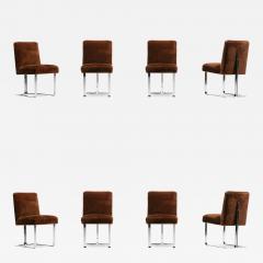 Vladimir Kagan Vladimir Kagan Set of 8 Chrome Dining Chairs in New Milk Chocolate Shearling - 4351536
