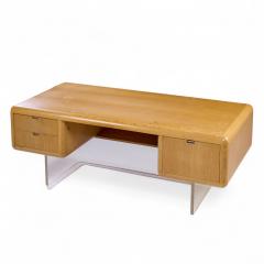 Vladimir Kagan Vladimir Kagan Style Gianni Walnut and Lucite Executive Desk - 4355566