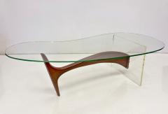 Vladimir Kagan Vladimir Kagan Style Kidney Shape lucite Walnut Coffee Table - 4522955