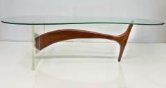 Vladimir Kagan Vladimir Kagan Style Kidney Shape lucite Walnut Coffee Table - 4523033