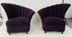 Vladimir Kagan Vladimir Kagan Style Mid Century Modern Purple Fan Back Chair a Pair - 2865560