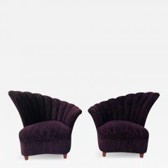 Vladimir Kagan Vladimir Kagan Style Mid Century Modern Purple Fan Back Chair a Pair - 2879629